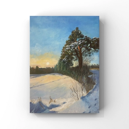 Картина маслом на холсте 'Зимний закат'
